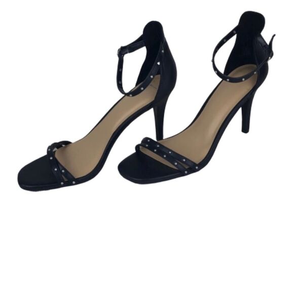 A New Day Womens Size 9.5 Heels Black With Studs Adjustable Ankle Straps - Picture 4 of 7